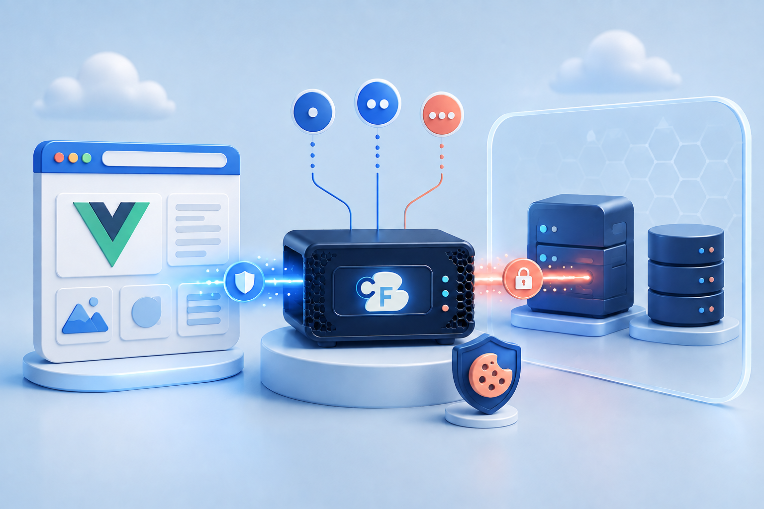 Web Gateway serving a browser and protecting a private application stack